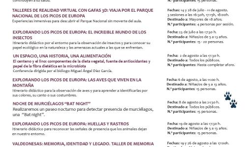 Centro de Visitantes de Valdeón: programa de actividades.