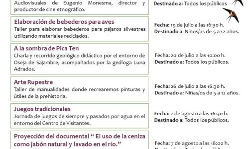 Centro de Visitantes La Fonseya - programa de actividades.