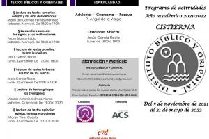 Programas de actividades del Instituto Bíblico y Oriental de Cistierna.1