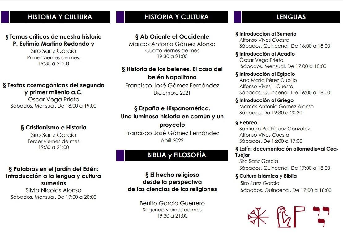 Programas de actividades del Instituto Bíblico y Oriental de Cistierna.0